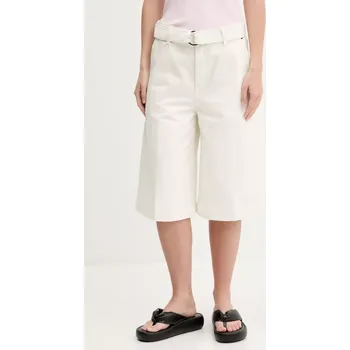 Dámské kraťasy Bavlněné šortky HUGO dámské, béžová barva, high waist, 50535348 01J, vel. 25