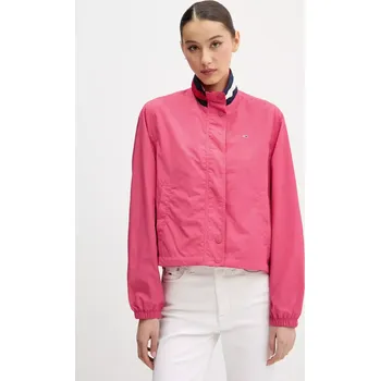 Pánská bunda Bunda Tommy Jeans růžová barva, přechodná, oversize, DW0DW20439 42X, vel. S