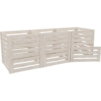 Kompostér Tříkomorový dřevěný kompostér KONCEPT - 300x100 cm