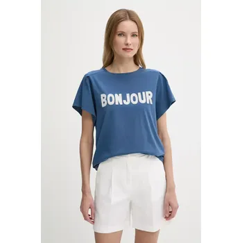 Dámské tričko Bavlněné tričko United Colors of Benetton dámské, tmavomodrá barva, 3LNSD109Z 59X, vel. S