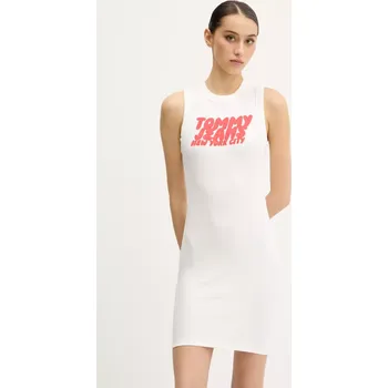 Dámské šaty Šaty Tommy Jeans bílá barva, mini, přiléhavé, DW0DW21351 00X, vel. XL