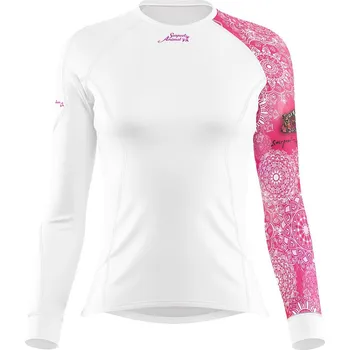 Dámské funkční triko s dlouhým rukávem PINK MANDALA bílá Bamboo Thermo - Růžová / L
