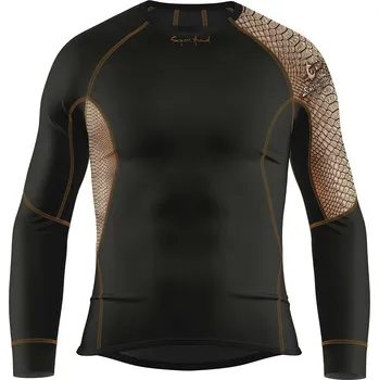 Pánské funkční triko dlouhý rukáv CROCODILE MAN černá Bamboo Ultra - Hnědá / S