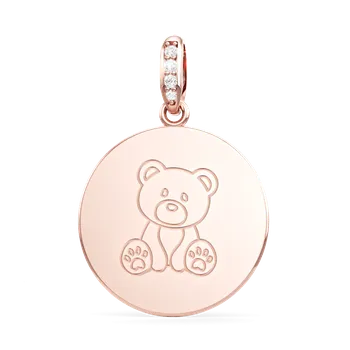 Přívěsek SOLUNA MEMORIES zlatý přívěsek s rytinou - MOTIV MEDVÍDEK VYBERTE VELIKOST DESTIČKY: Velká velikost 15 mm, VYBERTE BARVU ZLATA: ZLATO RŮŽOVÉ, VYBERTE SYMBOL: f) medvídek