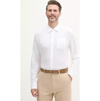 Pánská košile Lněná košile Guess NAPA pánská, bílá barva, regular, s klasickým límcem, M5GH73 WH3J0 M5GH73.WH3J0 00X, vel. XL