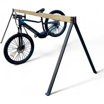 stojánek na kolo Stojan na kolo za sedlo se dřevěným nosníkem KACERLE KS-910 - 3 m přírodní (bez povrchové úpravy), povrch nohou žárový zinek