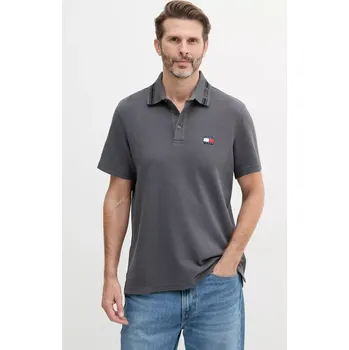 Pánské tričko Bavlněné polo tričko Tommy Jeans pánské, šedá barva, DM0DM20917 90X, vel. M