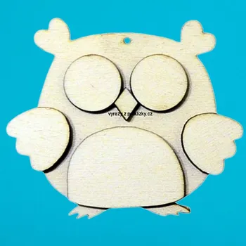 Dřevěná hračka Dřevěný výřez z překližky , SKLÁDAČKA SOVA-malá, 9,5x9cm, 1 sada