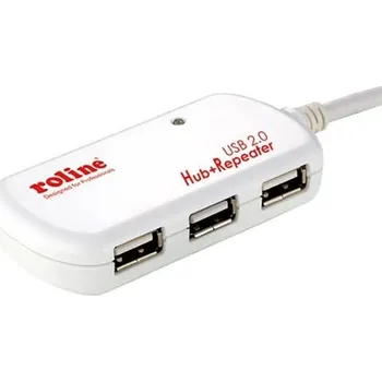 USB hub OEM USB hub 2.0 4 porty s aktivním prodlužovacím adaptérem 10m, bílý 12.04.1085