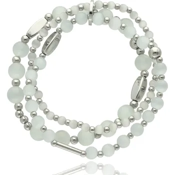 Náramek Yvon Náramek CAT EYE - třířadý design s kameny kočičí oko v ledově bílém tónu