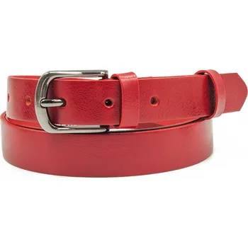Opasek Červený dámský kožený opasek Nivasaža elegantní úzký ELG25 Celková délka: 98