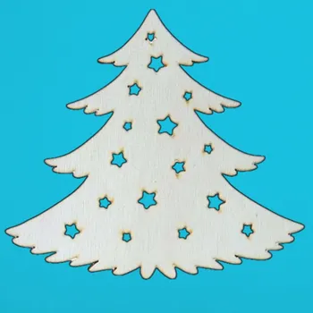 Překližka Dřevěný výřez z překližky, VÁNOČNÍ STROMEK S HVĚZDAMI, velký, 16,5x15cm, 1ks