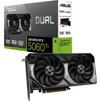 Grafická karta ASUS VGA NVIDIA GeForce RTX 5060 Ti DUAL OC 8G, 8GB GDDR7, 3xDP, 3xHDMI