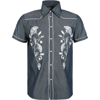 Pánská košile Košile s krátkým rukávem Rockabilly z King Kerosin - Western Shirt - Muži - modrá
