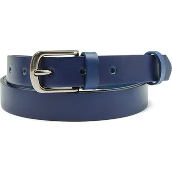 Opasek Modrý dámský kožený opasek Nivasaža elegantní úzký ELG25 Celková délka: 98