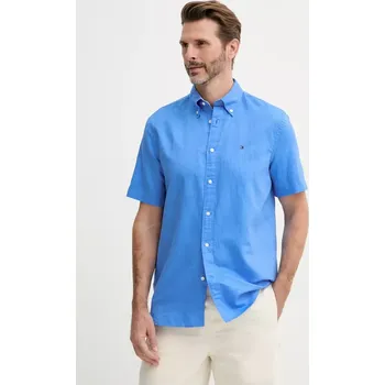 Pánská košile Košile s příměsí lnu Tommy Hilfiger MW0MW40703 modrá 55X, vel. S