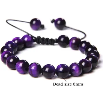 Náramek Náramek tygří oko pro muže | šperky - 4 Fialové tygří oko