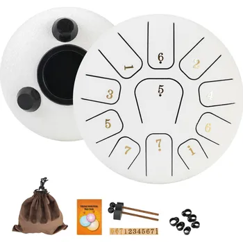 Brzdový buben Buben pro meditaci a jógu proti stresu | ocelový buben, meditační nástroj - Bílá 6 palců