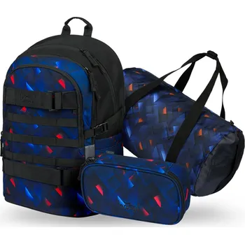 Set školních potřeb Školní batohový 3-dílný set BAAGL SKATE - Indigo (batoh, penál, sportovní taška)
