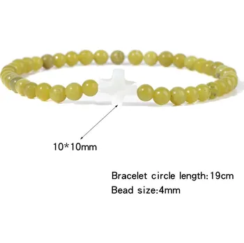 Náramek Přírodní kámen korálkový náramek s křížkem | šperky - 14 Citronový džem , 17 cm