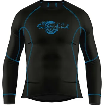 Pánské termoprádlo Pánské funkční triko dlouhý rukáv černá/modrá Bamboo Ultra - Modrá / L