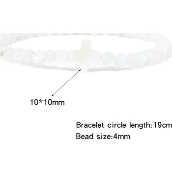 Náramek Přírodní kámen korálkový náramek s křížkem | šperky - 1 Shell , 19 cm