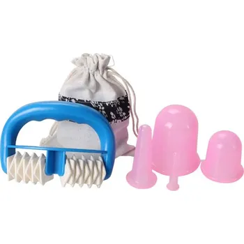 Masážní přístroj Sada silikonových baněk pro vakuovou masáž obličeje a těla | masážní sada, silikonové baňky - 5 ks růžové