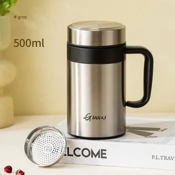 Termoska Termoska s uchem na čaj a kávu | kuchyňské doplňky - Přírodní barva 500ml