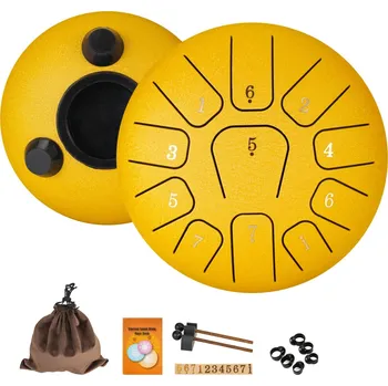 Brzdový buben Buben pro meditaci a jógu proti stresu | ocelový buben, meditační nástroj - Žlutá 6 palců