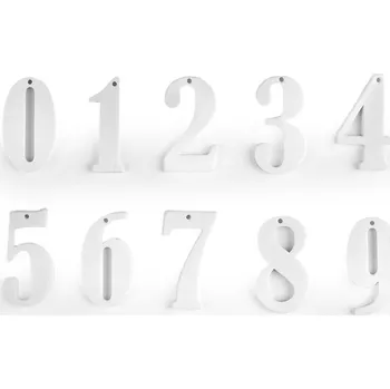 Výtvárné potřeby Čísla k přišití, zavěšení, nalepení; sada čísel od 0-9, barva 1 bílá