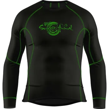 Pánské funkční triko dlouhý rukáv černá/zelená Bamboo Ultra - Zelená / M