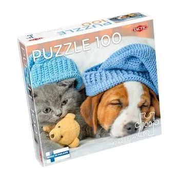 Puzzle Puzzle 100 Cute Kitten and Sleepy Dog