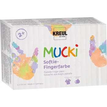 Speciální výtvarná barva Sada prstových barev, "MUCKI SOFTIE", 6 barev, 6x150ml, KREUL