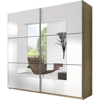 Šatní skříň MOB Benson Typ 58 (san remo světlý + bílá + zrcadlo)