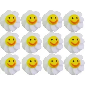 Jedlá dekorace na dort Cukrová dekorace sluníčko bílé 12ks - Fagos