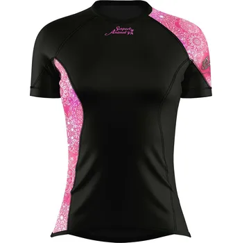 Dámské funkční triko krátký rukáv PINK MANDALA černá Bamboo Ultra