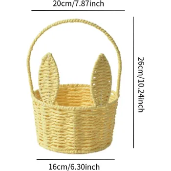 Velikonoční dekorace Mini velikonoční košík s motivem zajíčka | velikonoční dekorace, úložný košík - Žluť
