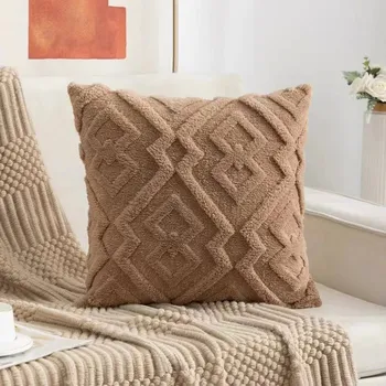 Povlak na polštářek Sametový povlak na polštář pro zimní dekoraci | povlak polštář, ozdobný polštář - Čokoláda