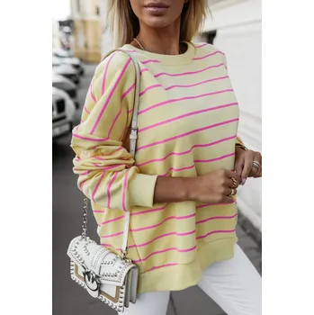 Dámská mikina LARA Dámská mikina oversize proužek žlutá