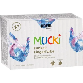 Speciální výtvarná barva Sada prstových barev třpytivé, "MUCKI", 6 barev, 6x150ml, KREUL