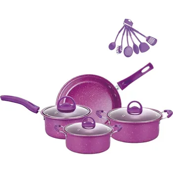 Sada nádobí Nepřilnavá sada hrnců, pánví a příslušenství pro snadné vaření | kuchyňská sada, sada nádobí - fialová