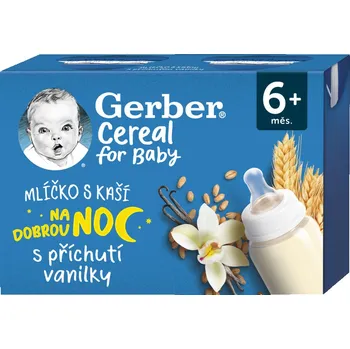 Kojenecká výživa Gerber Cereal Mlíčko s kaší na dobrou noc s příchutí vanilky 2x200ml 6M+