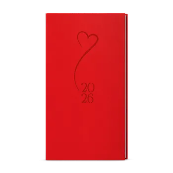 Diář Týdenní diář 2026 Baloušek kapesní Jakub - Vivella s ražbou - červená - Srdce