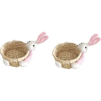 Velikonoční dekorace Mini velikonoční košík s motivem zajíčka | velikonoční dekorace, úložný košík - Styl 2-S