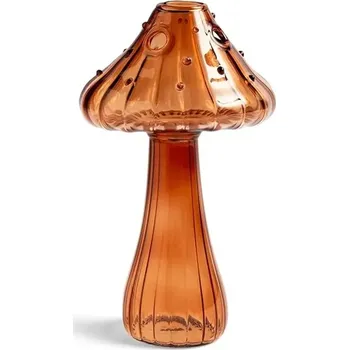 Váza Průhledná dekorativní váza s motivem houby na květiny | váza, stolní dekorace - Hnědý