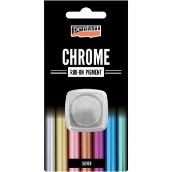 Speciální výtvarná barva Pentart CHROM rub-on pigment PENTART 0,5 g STŘÍBRNÁ