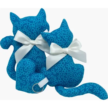 Dekorativní polštářek Kočka s levandulí + přívěsek srdce - modré bublinky Varianta: kočička + přívěsek, Dárkové balení: ano