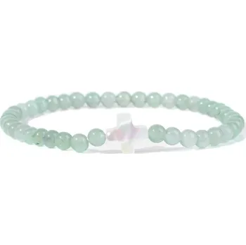 Náramek Přírodní kámen korálkový náramek s křížkem | šperky - 20 Zelený avanturín , 19 cm