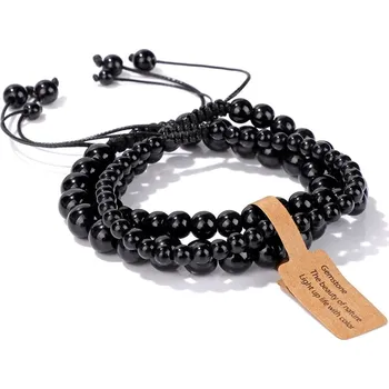 Náramek Indický korálkový náramek nastavitelný | šperky - č.14 Černý Onyx