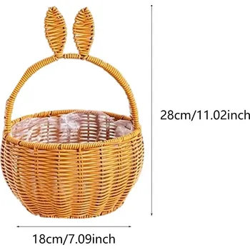 Velikonoční dekorace Mini velikonoční košík s motivem zajíčka | velikonoční dekorace, úložný košík - Hnědý